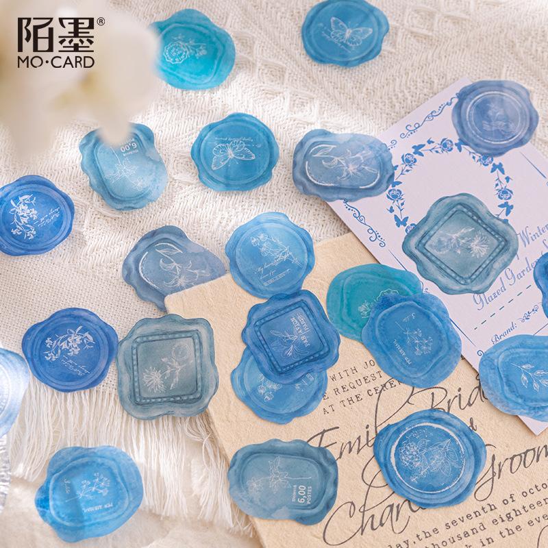 30 Pieces White Ink Watercolor Wax Seal Stickers Vintage Letter & Emblem Design For Gift Box Sealing Envelope Decor