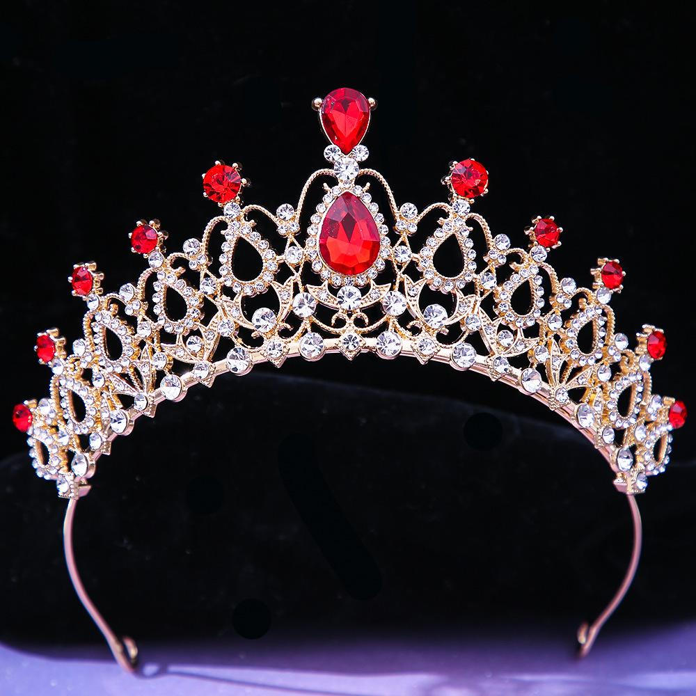 DIEZI Luxury Elegant AB Crystal Crown Hair Accessories Tiara For Women Party Red Purple Rhinestone Bridal Crown New Hair Zircon