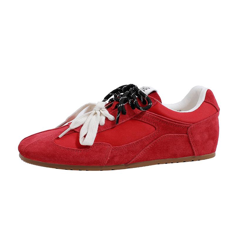 Grape Mother Square Head Contrasting Color Pair of Shoelaces Forrest Gump Training Shoes Leather Soft Sole Commuting Soft Surface Casual Board S