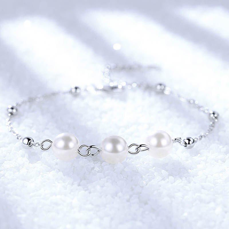 

Женский браслет с жемчугом Линдон, простой дизайн, серебряные украшения, модный женский аксессуар для свиданий, юбилея белый