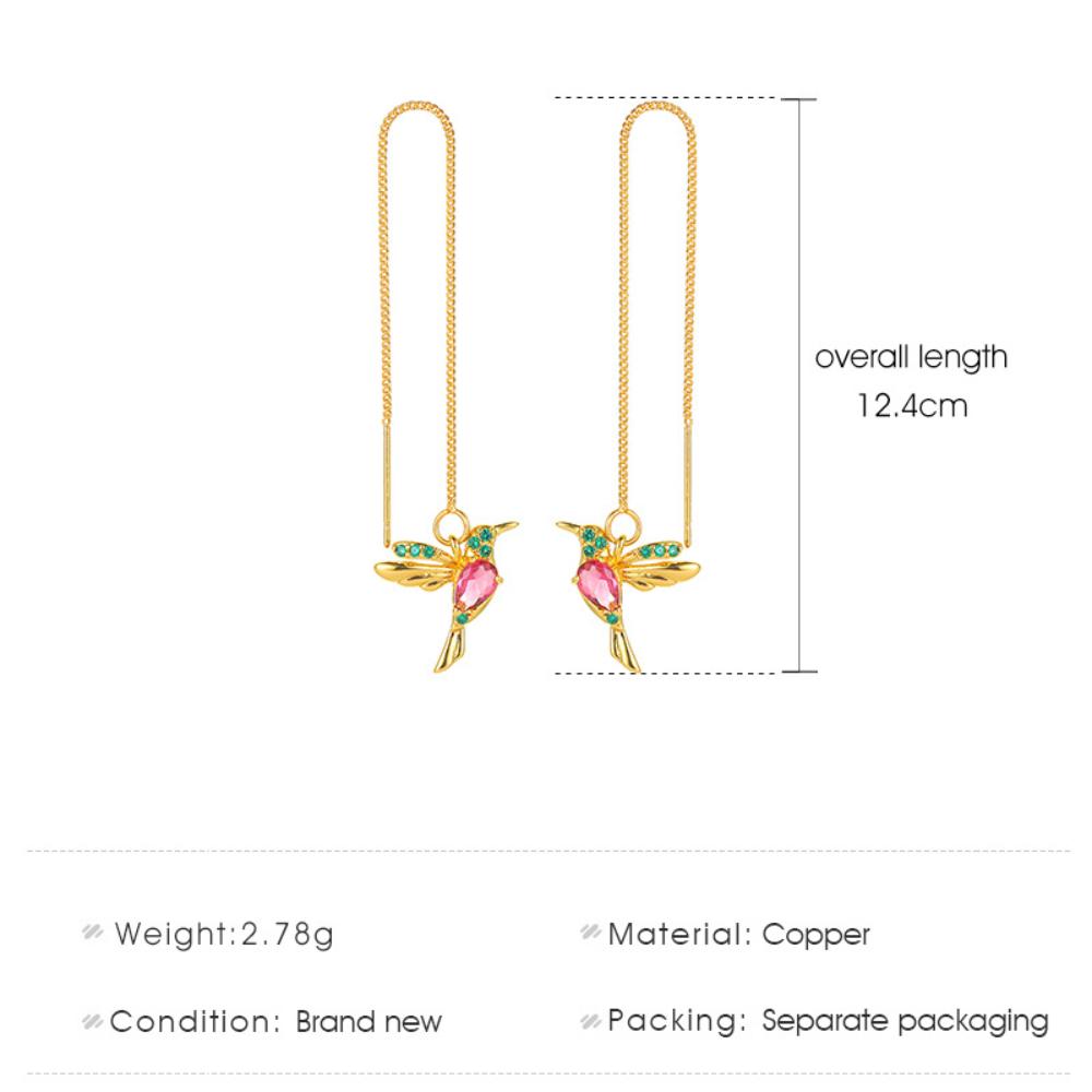 Colored Bird Earline Long Bird Earrings Female Hummingbird Earrings Cute Small Animal Earrings