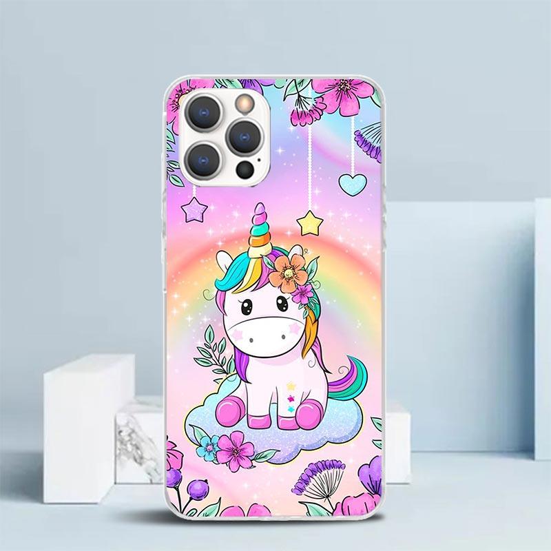 Pink Unicorn Rainbow Phone Case For IPhone 16 17 Air 16E 15 14 Plus 13 Mini 12 11 Pro Max 7 8 + SE 2020 Soft TPU Back Cover 16 1