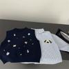 Cute Cat Embroidered Knit Vest for Women Fall Winter Loose Fit Layering Top