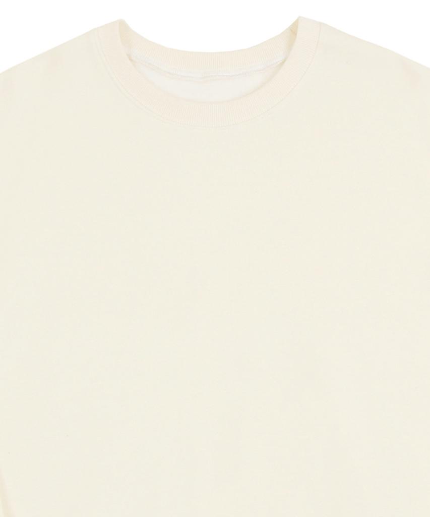 GRAVER [Unisex] Elbow Puppy Face Smile Sweatshirt_Cream/Blue Logo