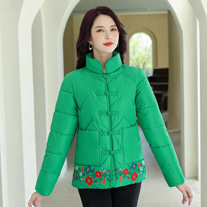 Thickened Cotton-padded Clothes Women's Short Winter New Middle-aged Mother Clothes Embroidered Retro Down Cotton-padded Jackets Women