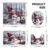 4-teiliges Winter-Schnee-Spaß-Print Duschvorhang-Set, Dekorierendes Badezimmer-Set Enthält Duschvorhang, Rutschfeste Bodenmatte, Toilettendeckel