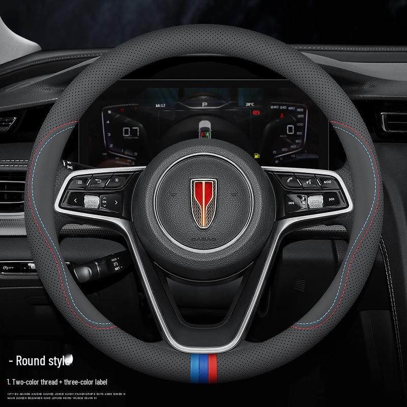 Genuine Leather Steering Wheel Cover for Hongqi H5, HS5, H6, HS3, H9, HS7, HS6, HQ9, EQM5, and O5