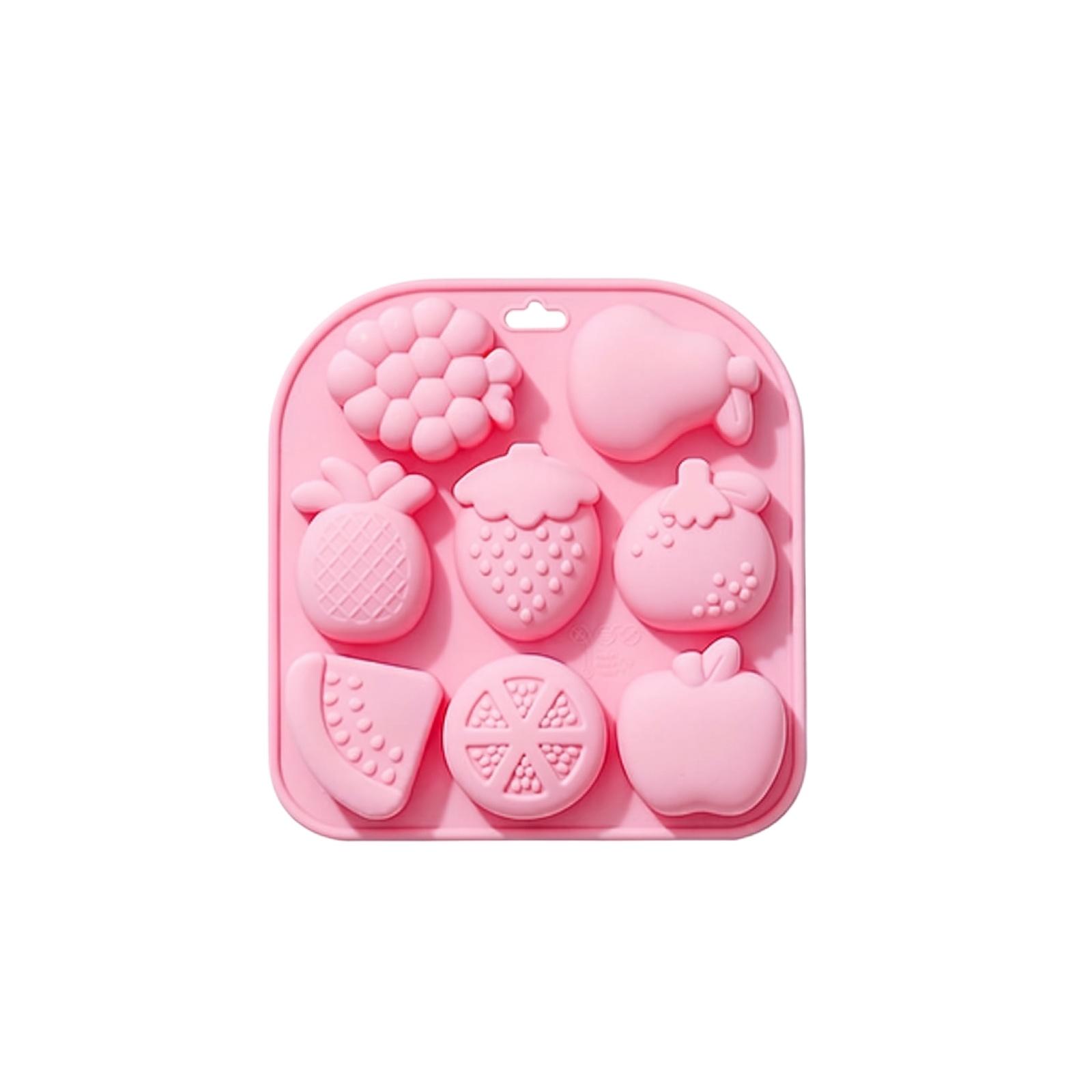 

Silicone Candy Chocolate Mold Ice Cube Tray Baking Mold Fruit Shape Flexible Non Stick Kitchen Tool for Homemade Sweets and Desserts One Size рожевий