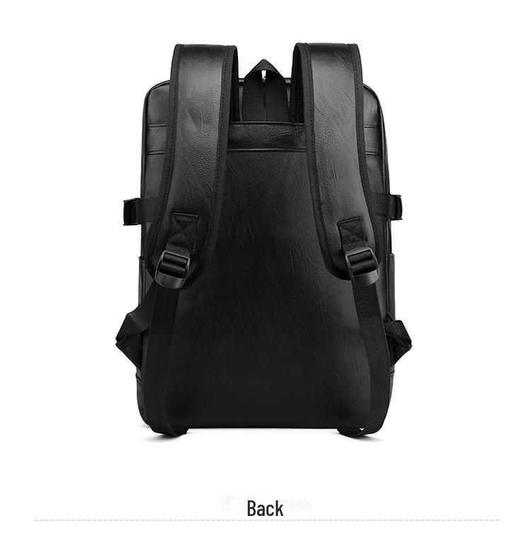 Men's PU Leather Business Travel Backpack: Retro Style, Large Capacity, Perfect for High School and Casual Use.
