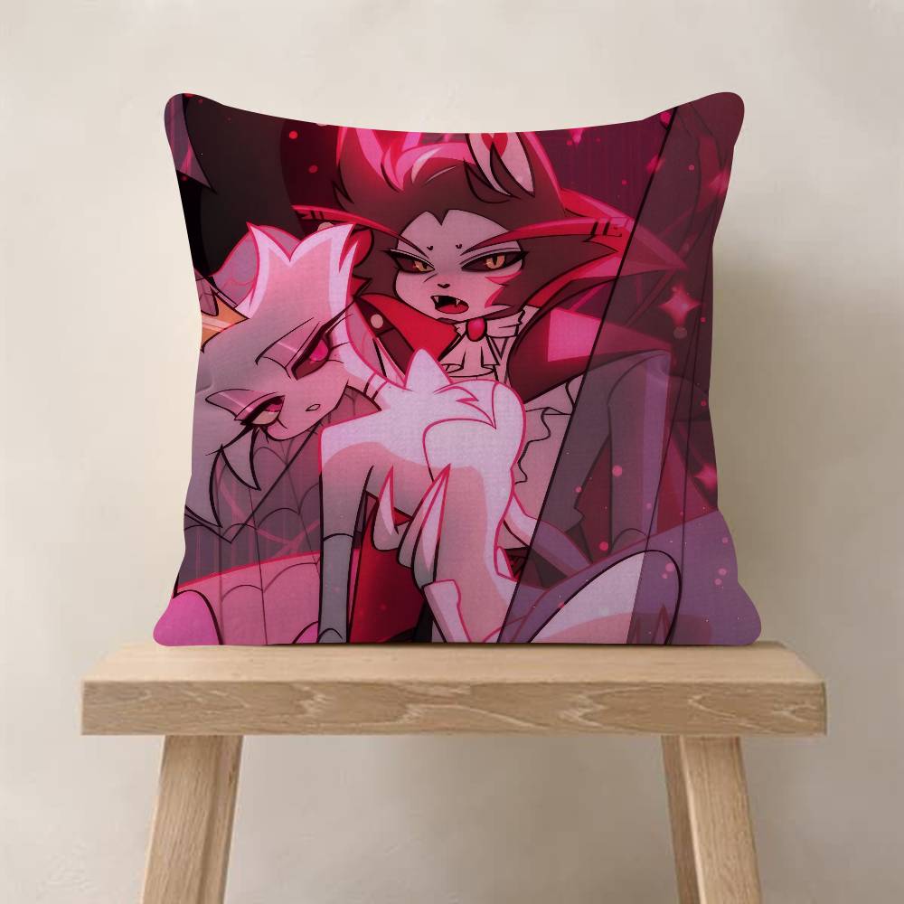 Anime Hhazbin Hhotel Angel Pillow Covers Cartoon Sofa Decorative Home Doublesided Printing Short Plush Cute Cushion Cover