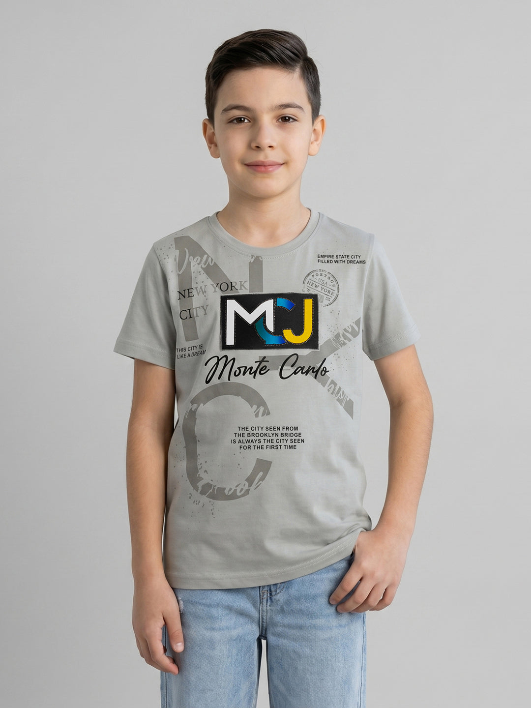 Monte Carlo Boy Regular Fit Grey Tshirt 4-5 Years