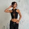 Women Sexy Strappy Sleeveless Slim Fit Solid Cropped Casual Tank Top