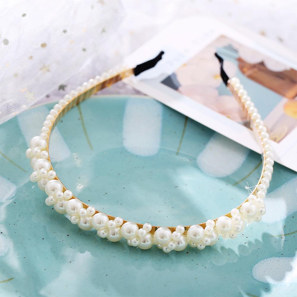 Modyle Fashion Full Pearl Hairbands Elastic Flower Women Hair Hoop Bands Headband Bezel Girls Hair Accessories Headdress