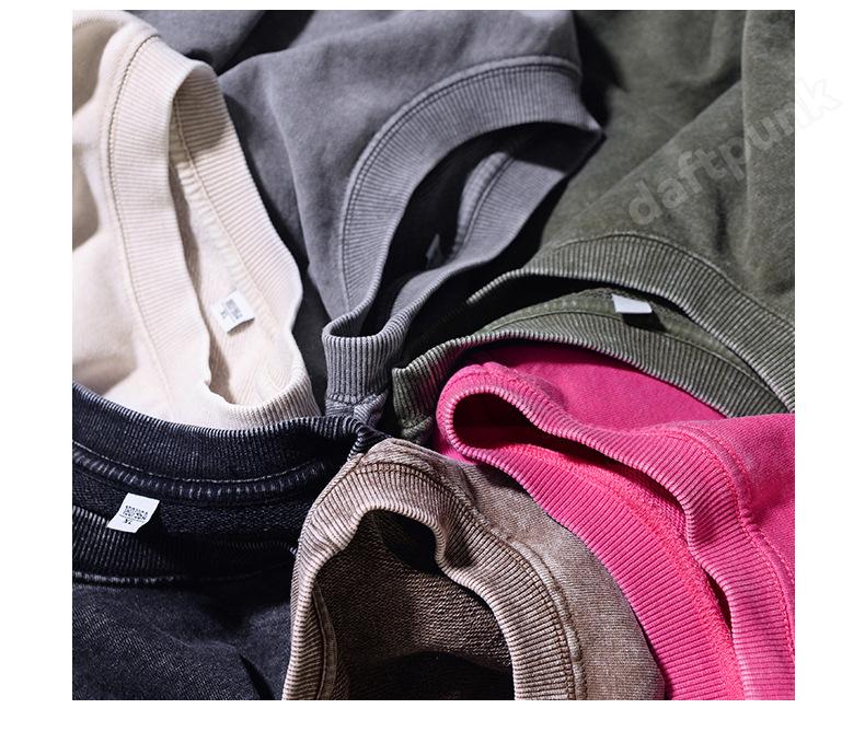 Men's 350g Vintage Washed Long Sleeve T-shirt - Lightweight Round Neck Casual Base Layer for Spring & Autumn.