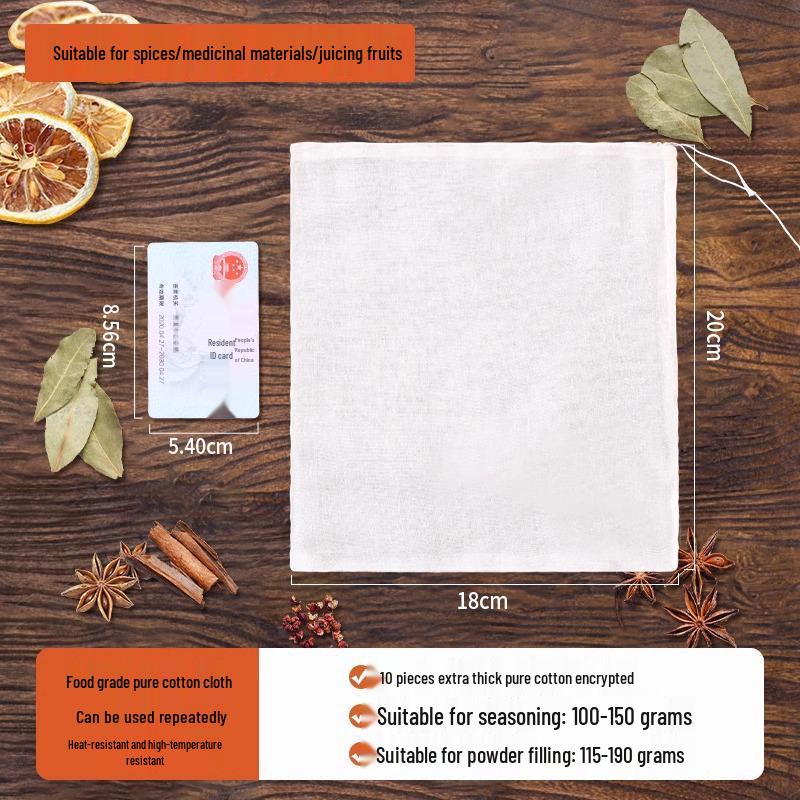 Pure Cotton Gauze Spice and Decoction Bag for Seasoning, Soup, and Tea.