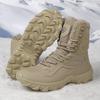 Men's Winter Waterproof Combat Boots - Size 47, Plus Velvet, Shock Absorbing, High-Top Outdoor Mountaineering Shoes