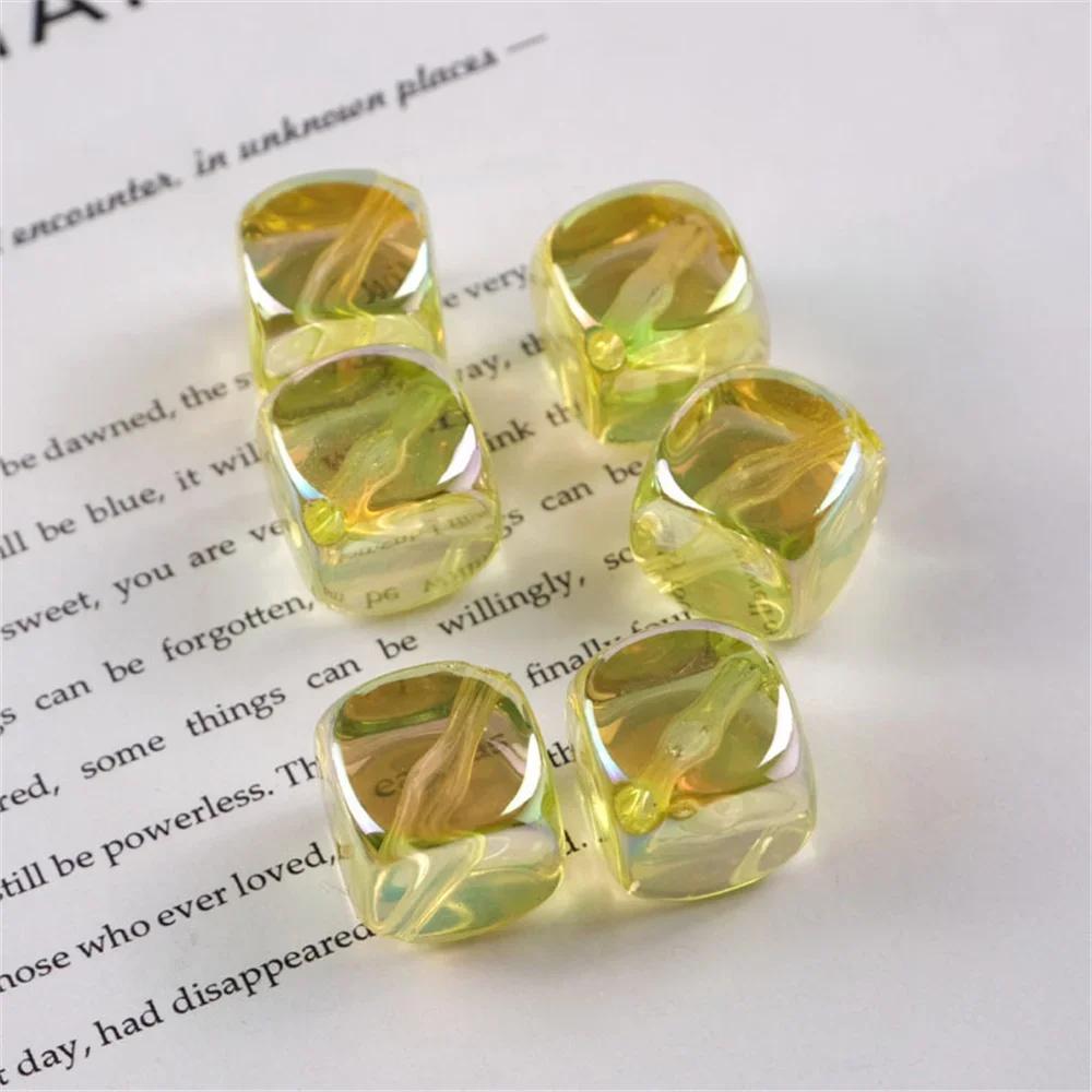 

CH39 New Ice Cube Translucent Square Bead Diagonal Hole Candy-colored Exquisite Beaded Acrylic Jewelry Material Accessories 15.5mm(10pcs) жёлтый