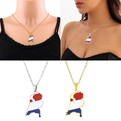 Collana Ciondolo Mappa Bandiera Paesi Bassi Contorno Paese Catena Clavicola Choker Gioielli Collana Simbolo Paesi Bassi