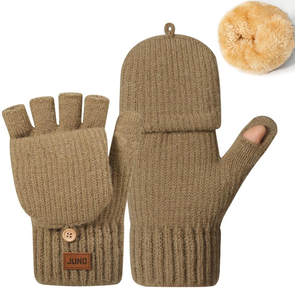 Flip Top Knitted Fingerless Gloves Thermal Half Finger Gloves  for Women and Men