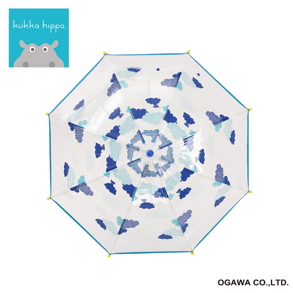 Ogawa Long Kukka Hippo Osora Safety Round 83464 Kids' Umbrella, Vinyl, Hand-Open, 40cm, Design, Wheel, Tip,