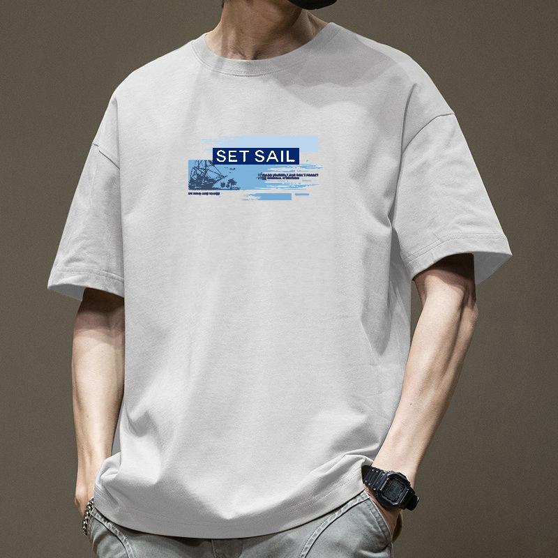 

Men Geometeric Letter Graphic T Shirt Crew Neck Short Sleeve Loose Casual Minimal Street Daily Summer Top S белый