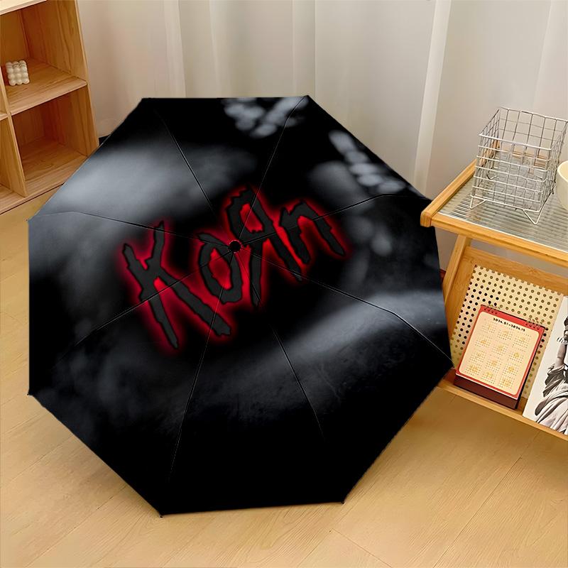 Korn Print 8?Ribs Automatic Umbrella Wind Resistant Lightweight Folding Umbrella For Outdoor Travel