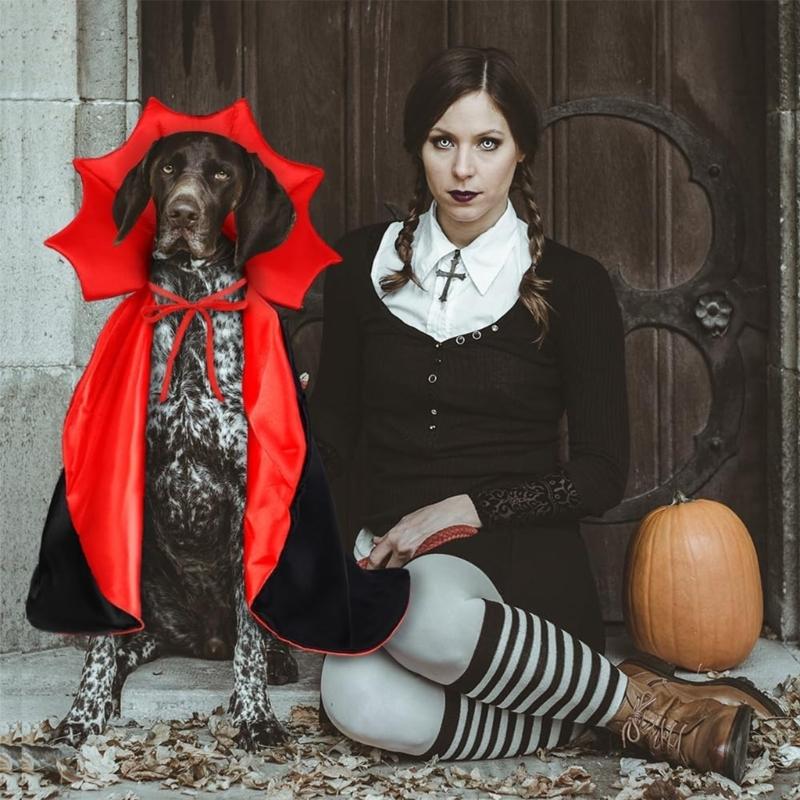 Holiday Pet Vampires Cloak Halloween Pet Costume With Adjustable Neck Tie For Small To Large Dog Festival Dressingup Capes