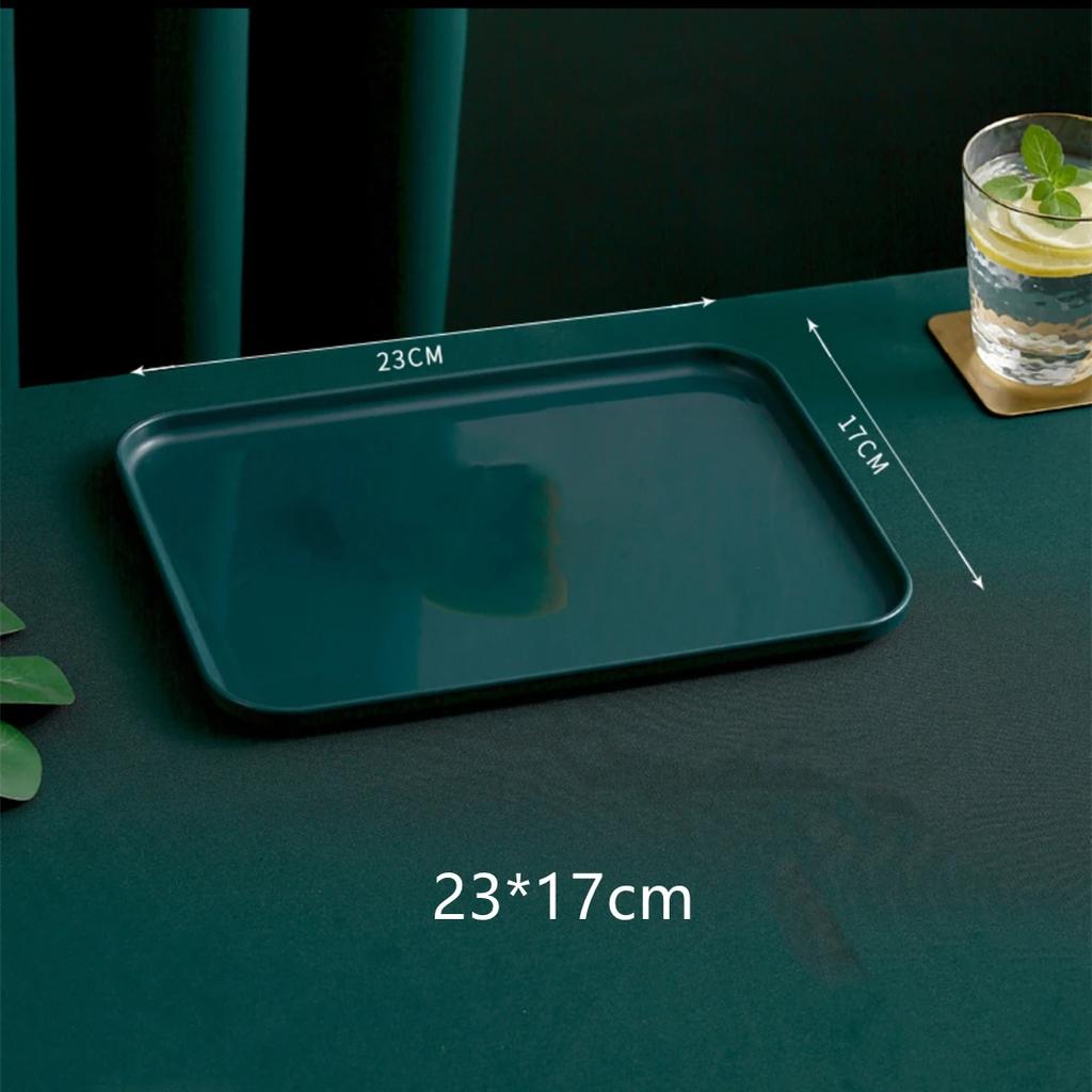 Plastic Tray Storage Supplies Nordic Dark Green Rectangular Pallet Fruit Jewelry Tableware Storage Tray Service Drinkware Plate