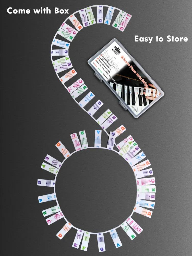 YPTSYSYS Piano Sticker for Beginners, Removable stickers with notes on the piano keyboard for learning, Full-size, 88 keys, made of silicone