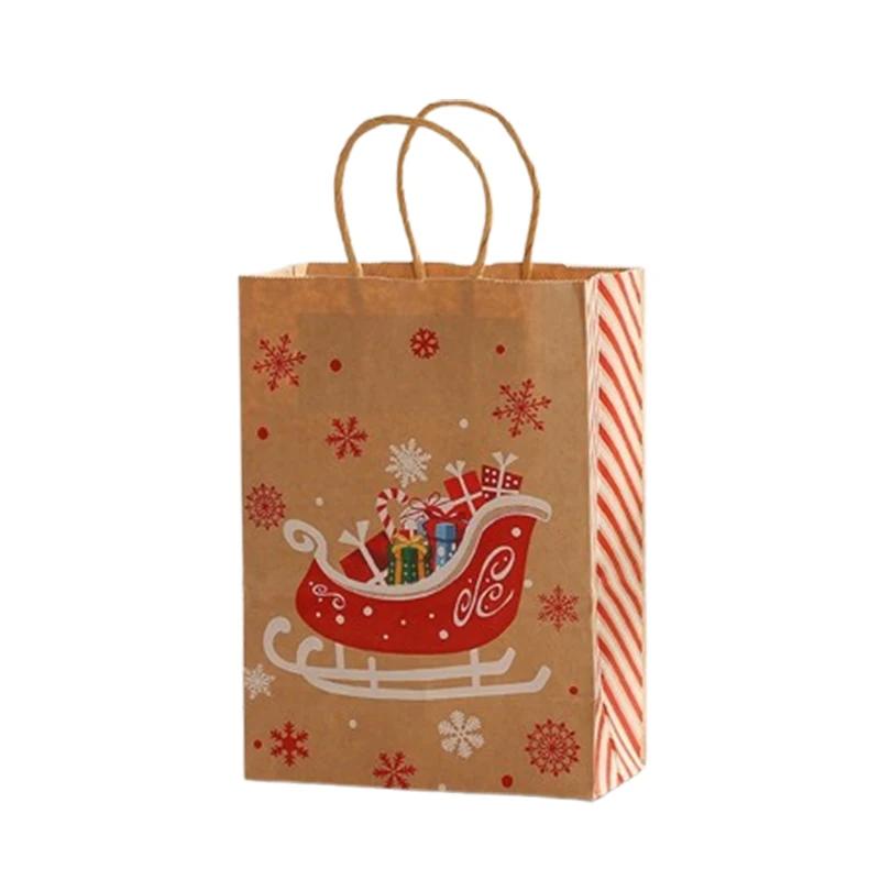

60PCS Christmas Gift Bags Kraft Paper Packaging Bags Handbags Festive Mobile Storage Bags Christmas Decoration Materials 1Bag-12PCS