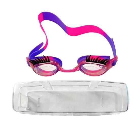 Kids Swim Goggles with Eyelashes Waterproof No Leakage Anti-Fog UV Protection Clear Lens Boys Girls Silicone Swimming Goggles with Lashes