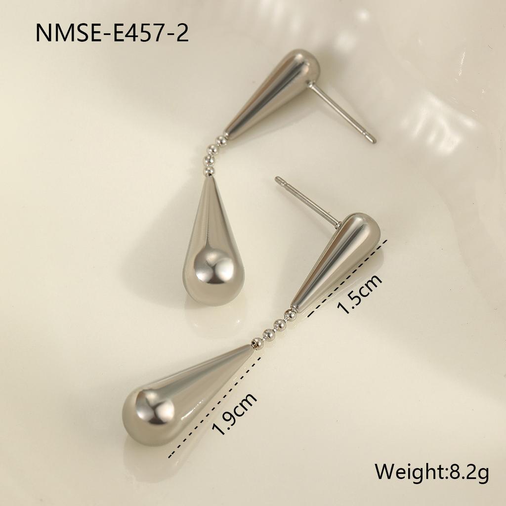 European and American Fashion Fringed Water Drop Earrings Stainless Steel Earrings Light Luxury Titanium Steel Necklace Y-chain Jewelry