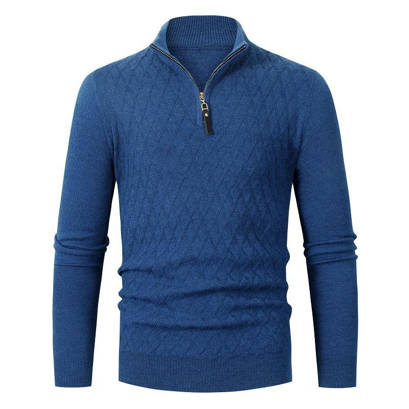 Autumn And Winter British Half Zipper Men'S Pullover Knitted Sweater Long Sleeve Sweater Men'S Top Bottom Shirt