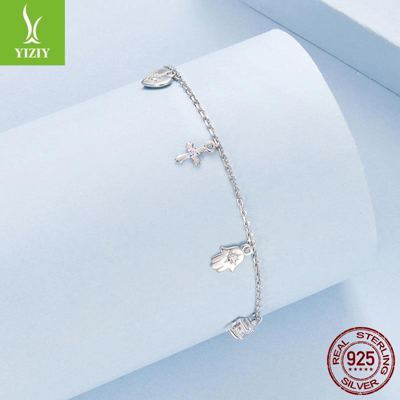 Love Cross Amulet Bracelet, Tassel S925 Sterling Silver Bracelet Jewelry