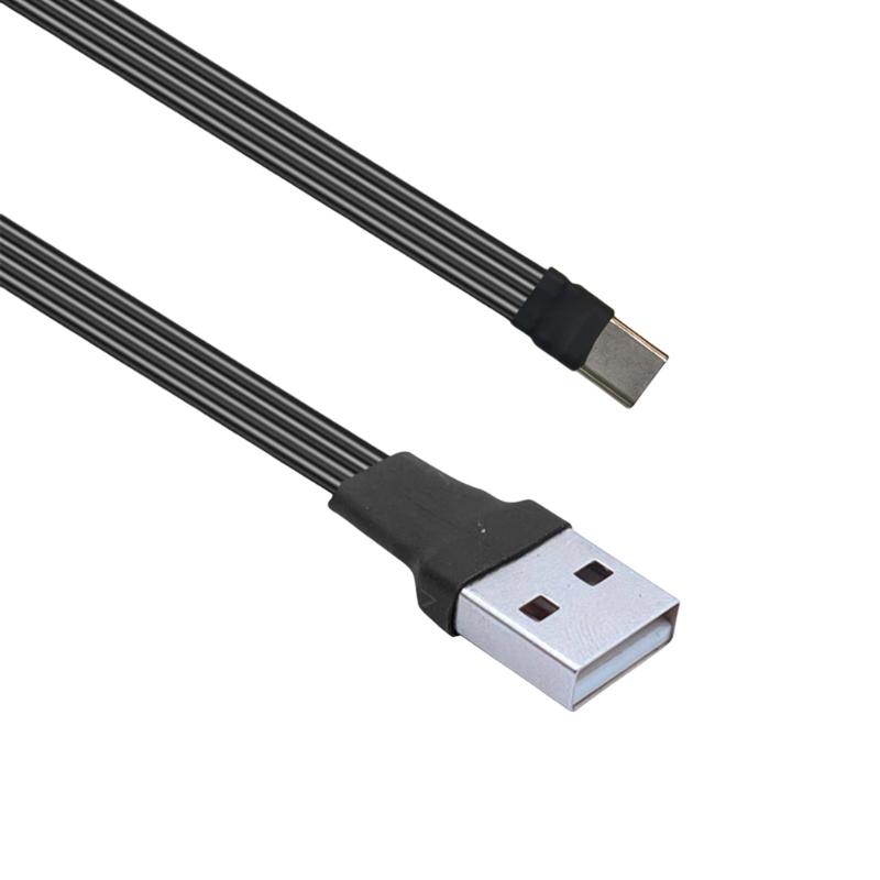 Flat Flexible Right Angled 90 Degree Usb Male to Type C Charging Data Cable 10W for Cellphone Laptop