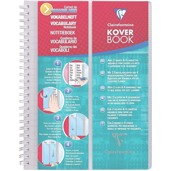 Carnet de vocabulaire - CLAIREFONTAINE - KOVERBOOK - 14,8 x 21 cm - 100 pages - Couverture translucide