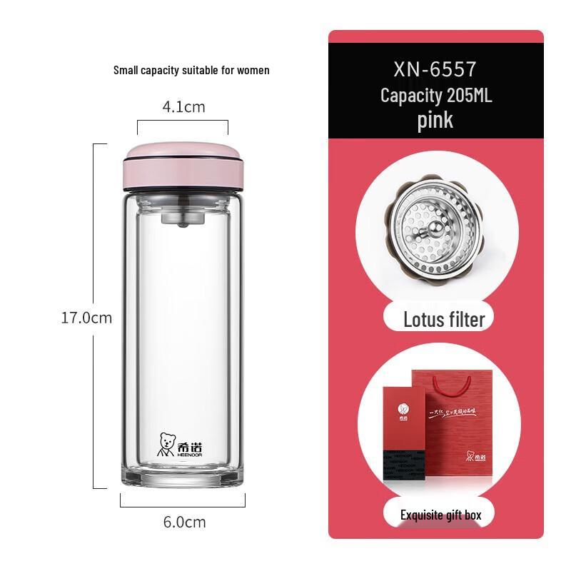 Heenoor Double-Layer Insulated Glass Tea Infuser Cup