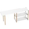 Folding Desk, Computer Desk, Storage Shelves, Bamboo Frame, White and Oak