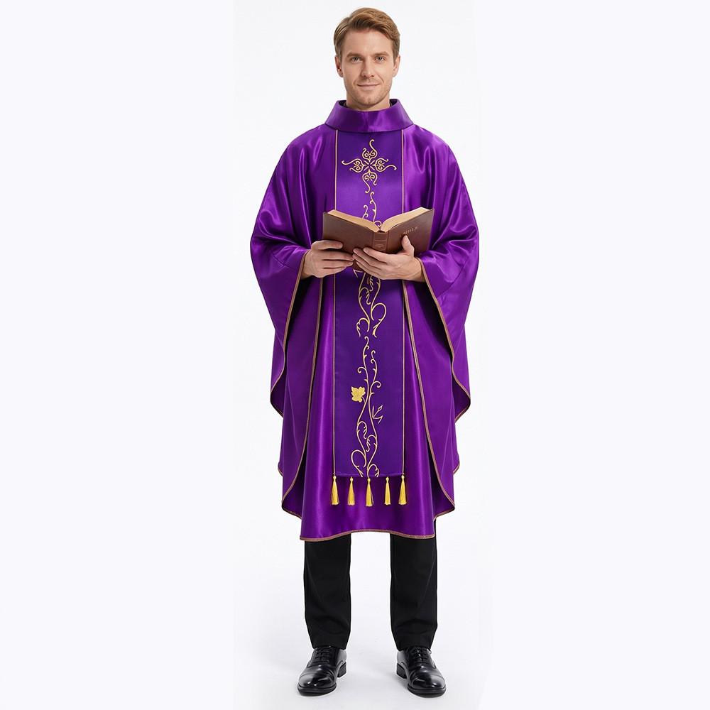Medieval Priest Cosplay Costume With Tassel Robe For Halloween And Themed Events