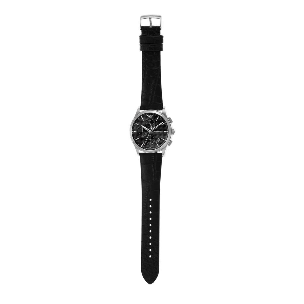 Emporio Armani Chronograph Black Leather Watch