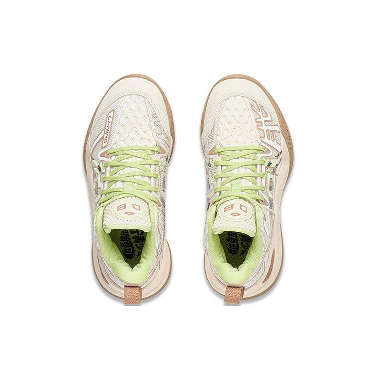 Li Ning Kids Basketball Series Dawn Halo Durable Non-Slip Rebound Color Block Letter Mid-Top Basketball Shoes Kids Basketball Shoes YKBT030-5