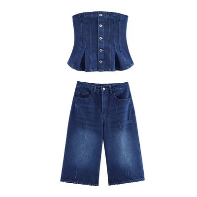 Cowboy Skirts Shorts Sets for Women 2 Pieces 2025 Summer New Fashion Short Vest Tops Women Suit Casual Two Piece Set Women Outfit