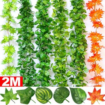200CM künstliche Pflanzen Rattan Creeper grünes Blatt Ivy Vine DIY hängende Girlande Rattan Laub gefälschte Blätter für Home Hochzeit Dekor