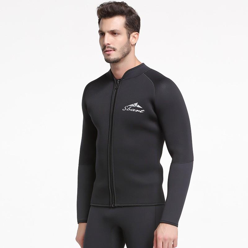 5mm Thick Wetsuit Diving Surfing Snorkeling Winter Swimming Mens Long Sleeve Pants Separated Rash Guard