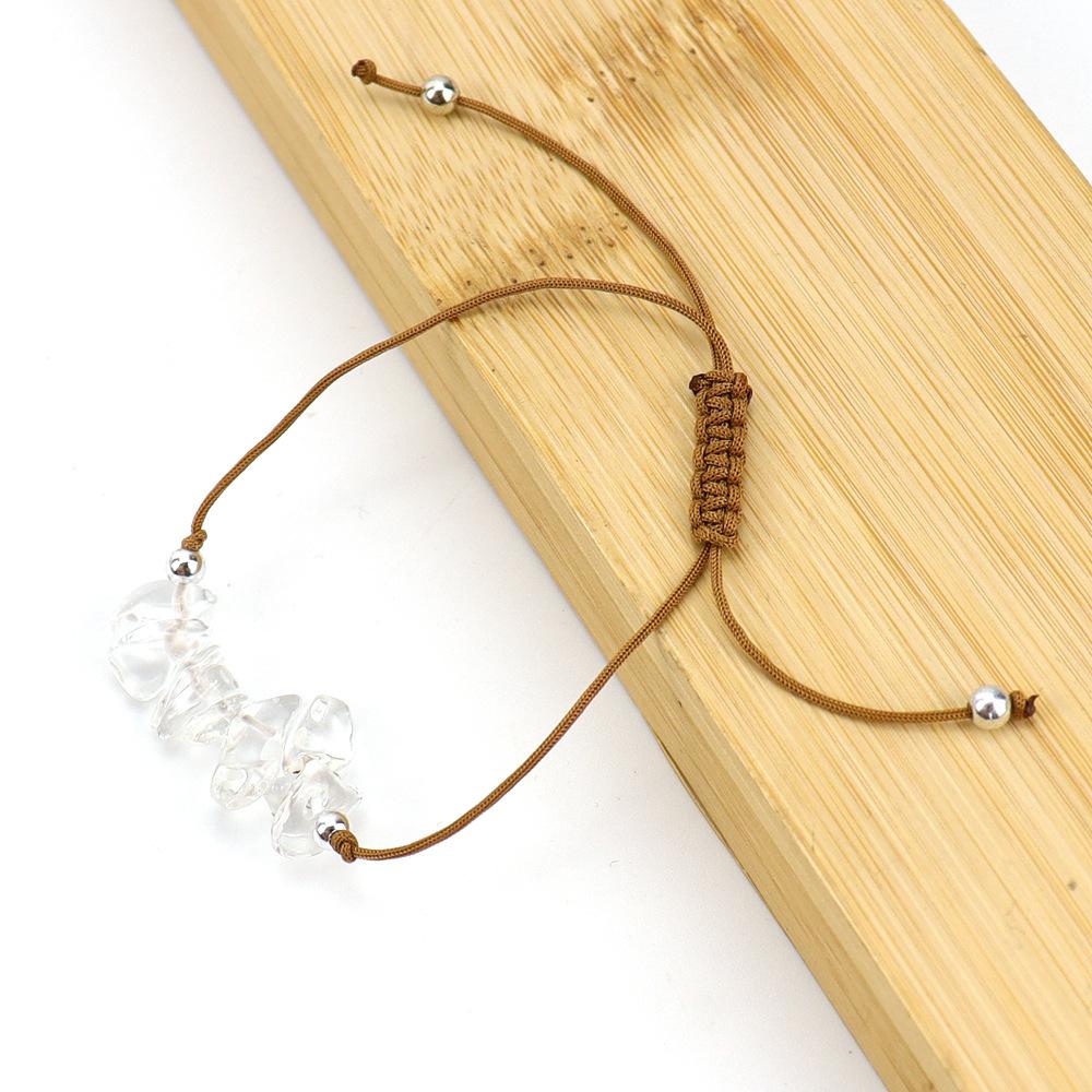 Popular Irregular Gravel Rough Stone Woven Wax Wire Bracelet Bohemian Tiger Eye Amethyst Beach Hand Rope B83