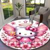 1pc Hello Kitty Rug, Comfortable Printed Home Round Carpet, Cozy Office Chair Rug