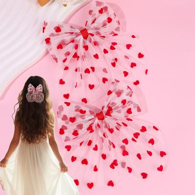 2 Piezas Pinza para el Cabello con Lazo de Corazón de Tul Encaje Elegante Pinzas para el Cabello de Encaje Dulce Pasador para Niñas Niños Niños Moda Accesorios para el Peinado