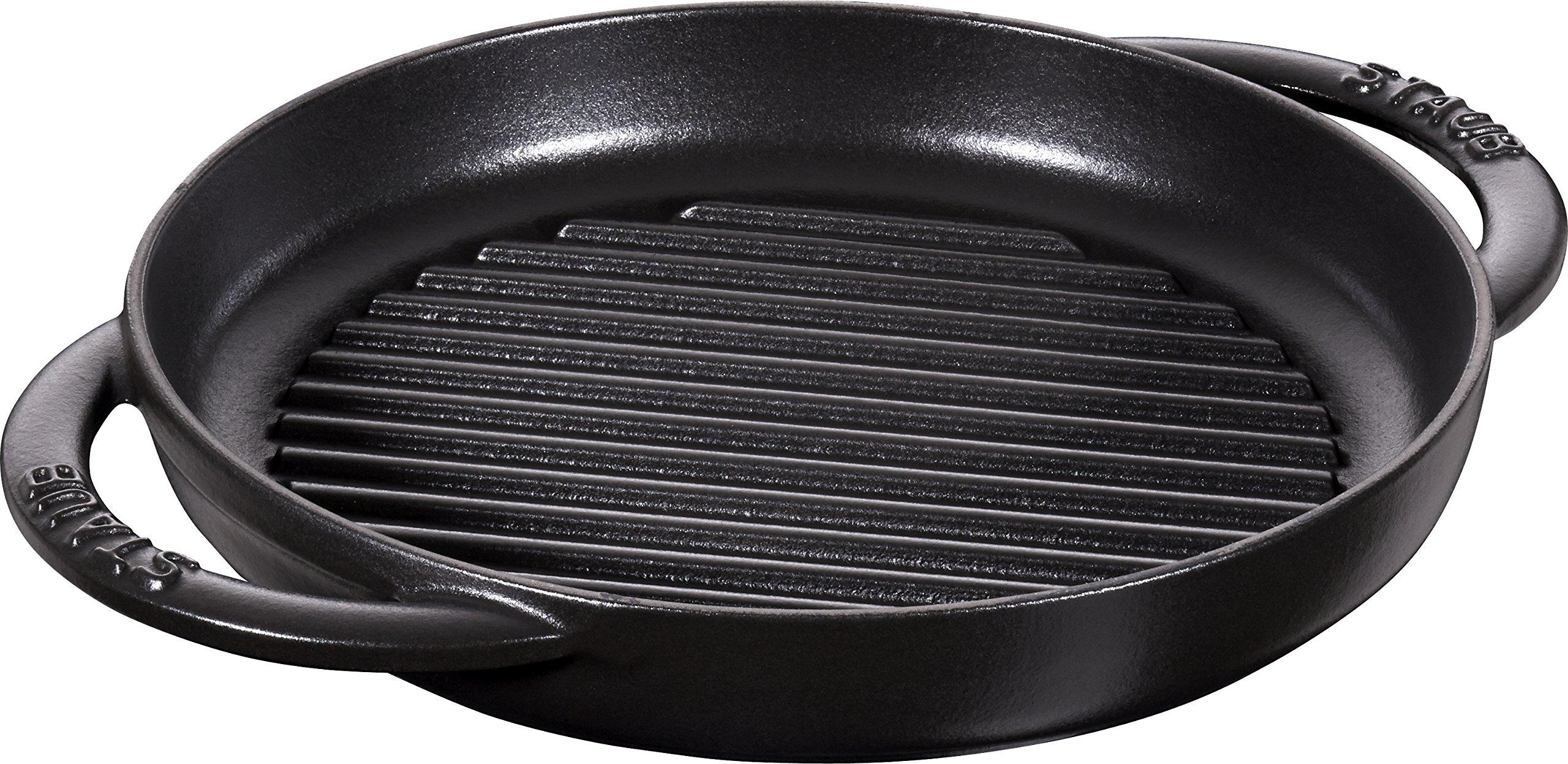

Staub Pure Grill Round Black 22cm Grill & Frying Pan, Double-Handled, Cast Iron, Enamel, Induction Compatible [Official Japanese Product] 40511-520