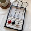 Adjustable Chain Choker Simple Large Love Heart Pendant Necklace for Women Fashion Zircon Gifts
