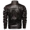 Men's  Winter Casual Long Sleeve Solid Stand Zipper Leather Jacket Top